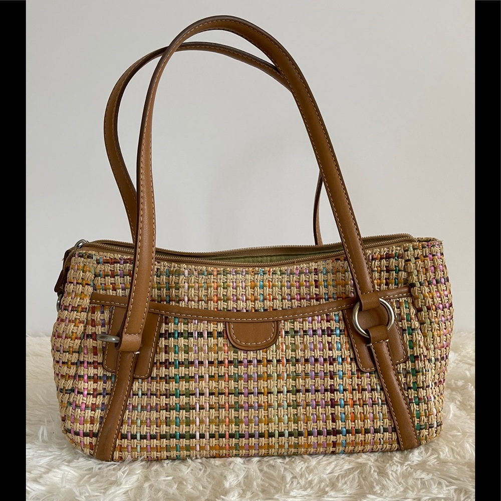 Fossil Woven Striped Multi Color Shoulder Purse